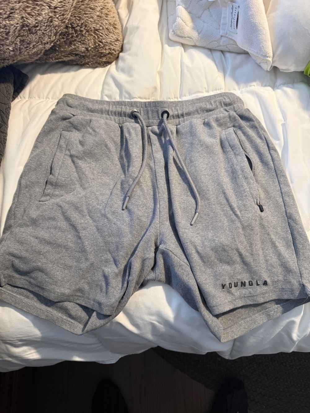 YoungLA Men's Light Gray Athletic Drawstring Shorts